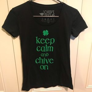 Irish Keep Calm and Chive On shirt, size small